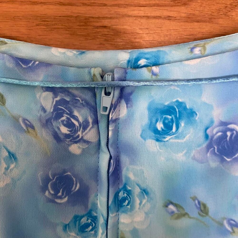 Vintage 90s Y2K Exact Change blue purple floral rose print mini skirt - Picture 4 of 5